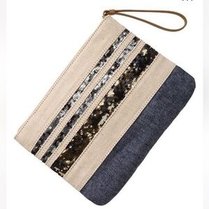 Gap Denim Sequin Stripe Clutch